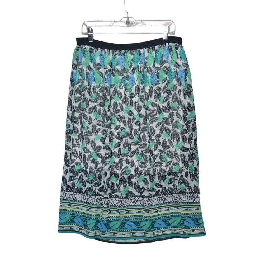 NWT J. Jill midi skirt Size‎ S Petite Chiffon Elastic Waist Casual Green Blue
